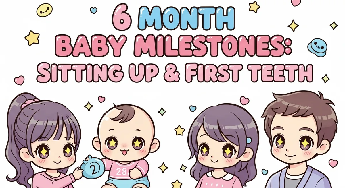 6 Month Baby Milestones: Sitting Up & First Teeth: 35+ Names - SoulSeed Baby Names blog header image