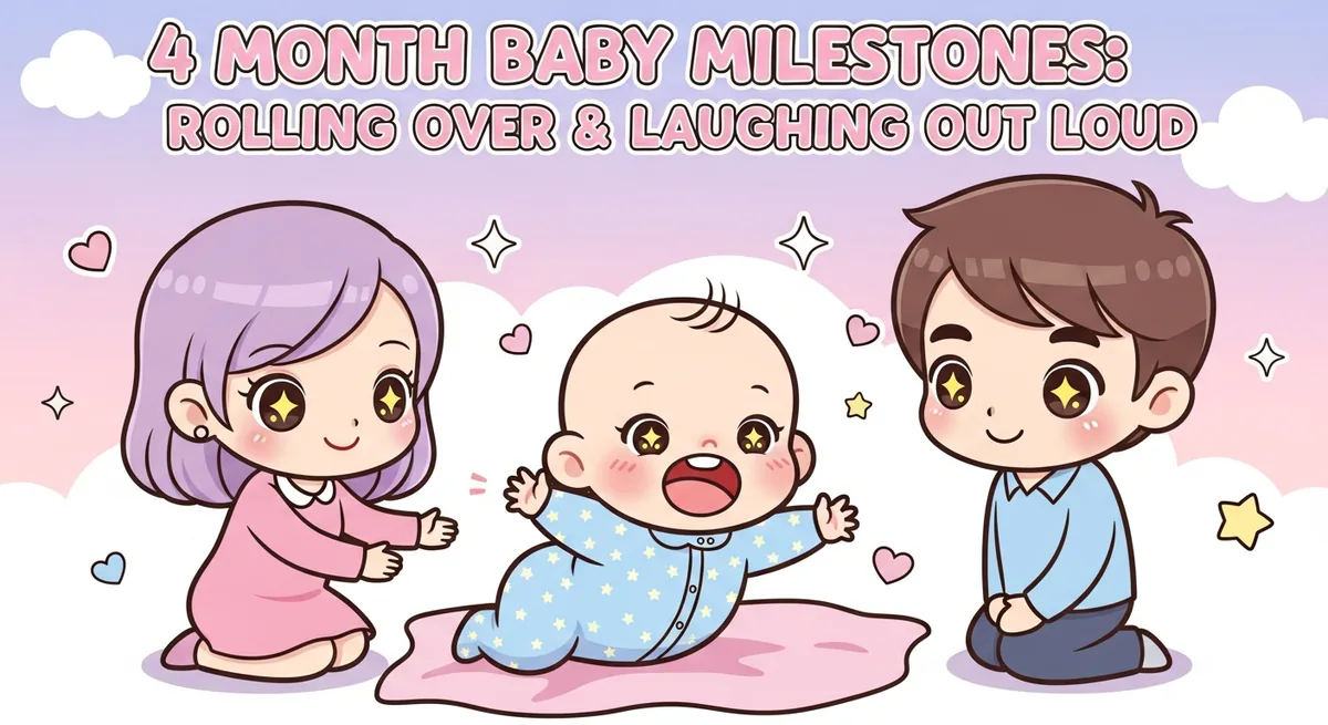 4 Month Baby Milestones: Rolling Over & Laughing Out Loud: 35+ Names - SoulSeed Baby Names blog header image
