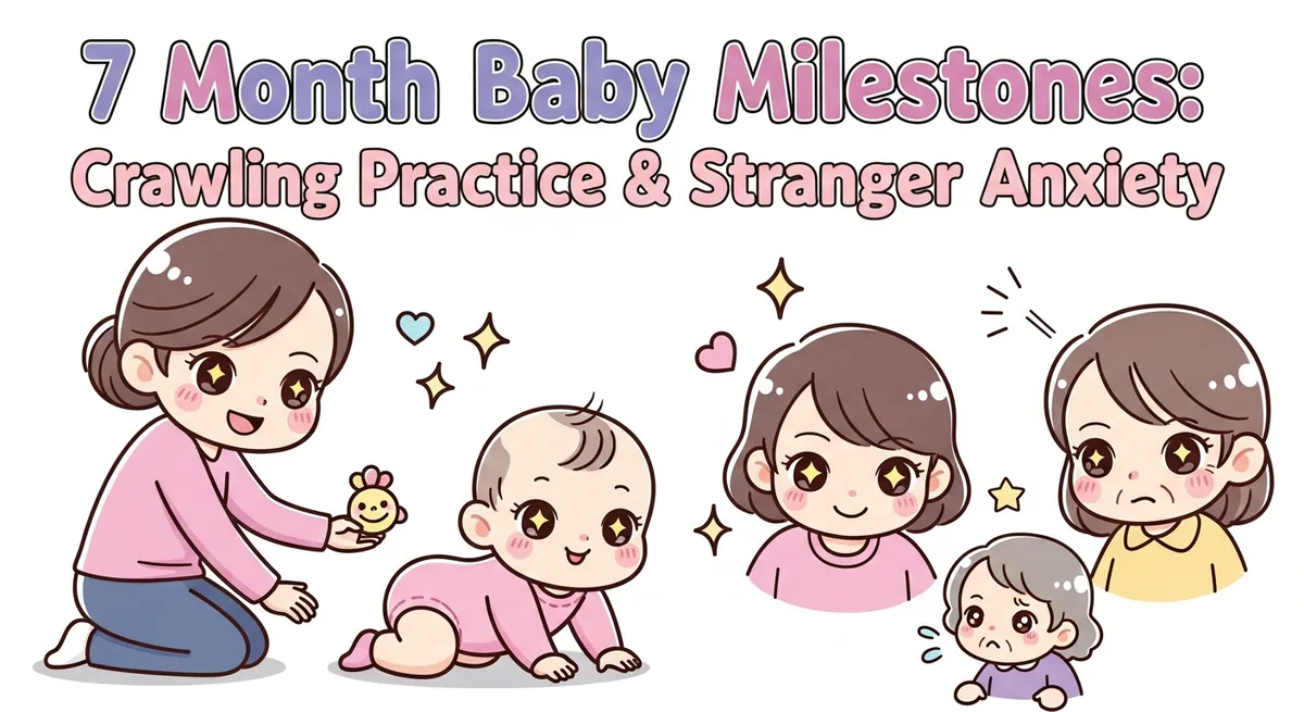 7 Month Baby Milestones: Crawling Practice & Stranger Anxiety: 35+ Names - SoulSeed Baby Names blog header image