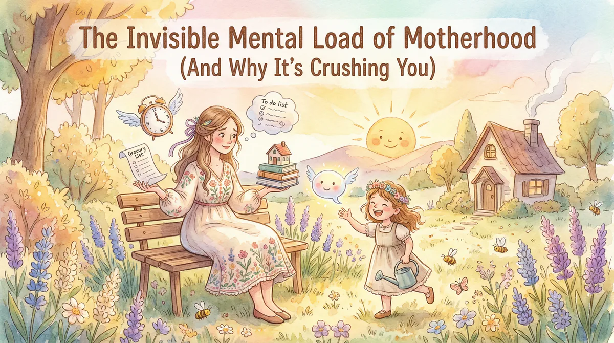 The Mental Load of Motherhood: Why Your Brain Never Stops - SoulSeed Baby Names blog header image